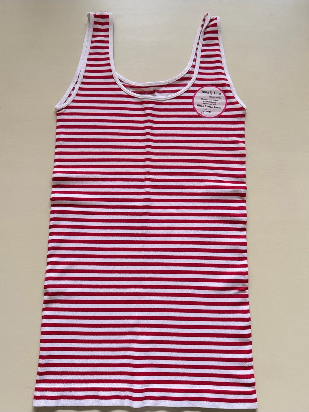 Red & White Striped Tank Top
